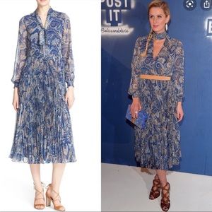 ALICE + OLIVIA Cayla Paisley/Pleated Dress